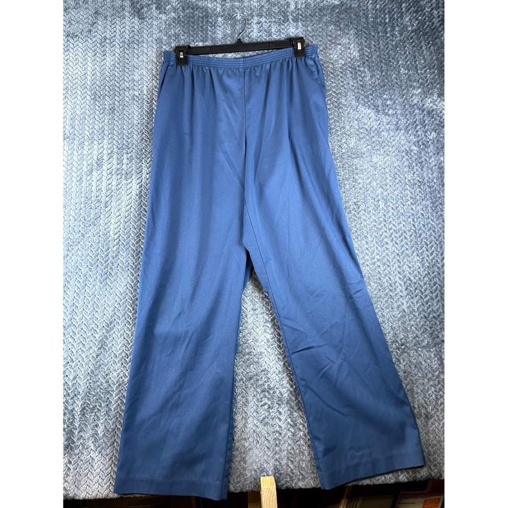 Alfred Dunner Ankle Pants Womens 12 Navy Blue Stretch Elastic Waist Straight Leg